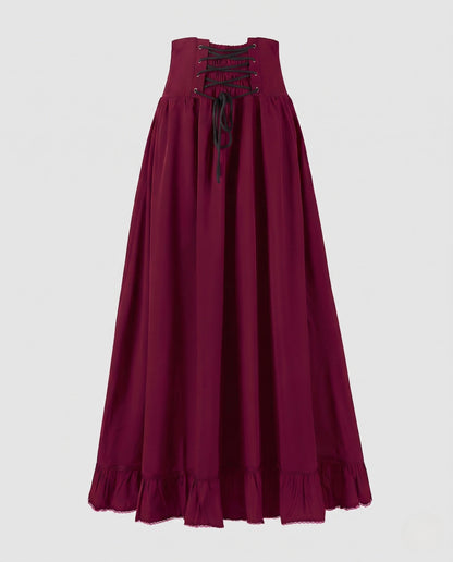 Ladies Elegant Wedding Skirt with Lacing and Ruffle EVA-US