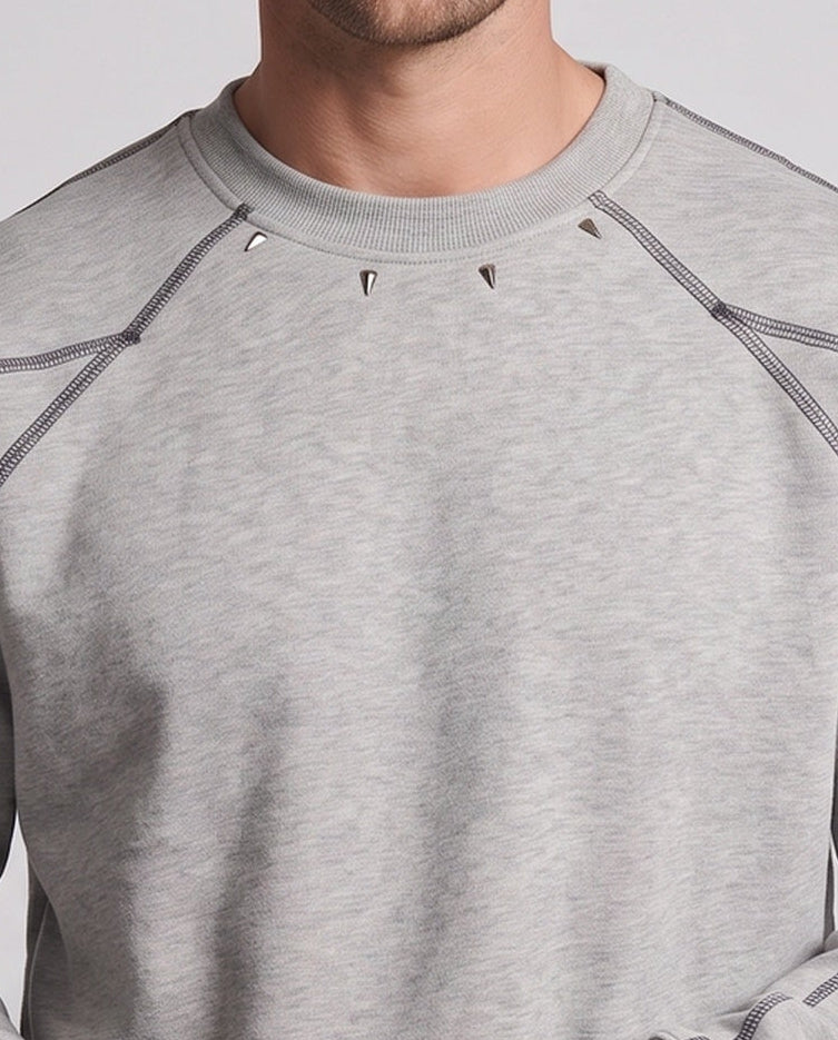 Men's Oversize Sweatshirt with Contrast Seams, Raglan Sleeves & Ribbed Hem EVA-US