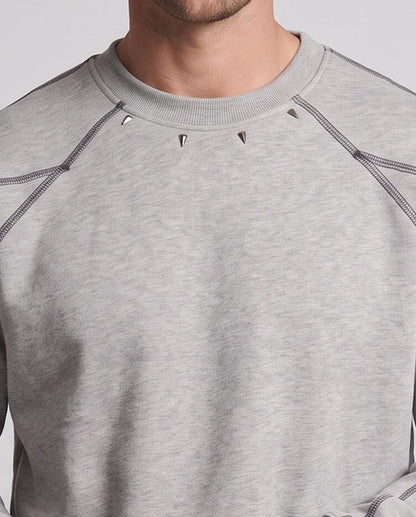 Men's Oversize Sweatshirt with Contrast Seams, Raglan Sleeves & Ribbed Hem EVA-US