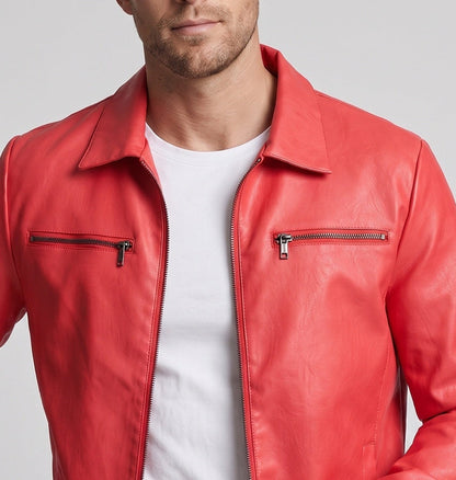 Men's Fashion Faux Leather Jacket with Practical Zipper Pockets EVA-US