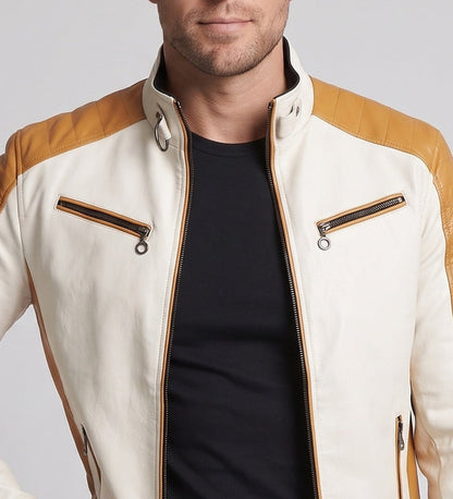 Men's Fashion Faux Leather Jacket with Quilted Details EVA-US 1788322039