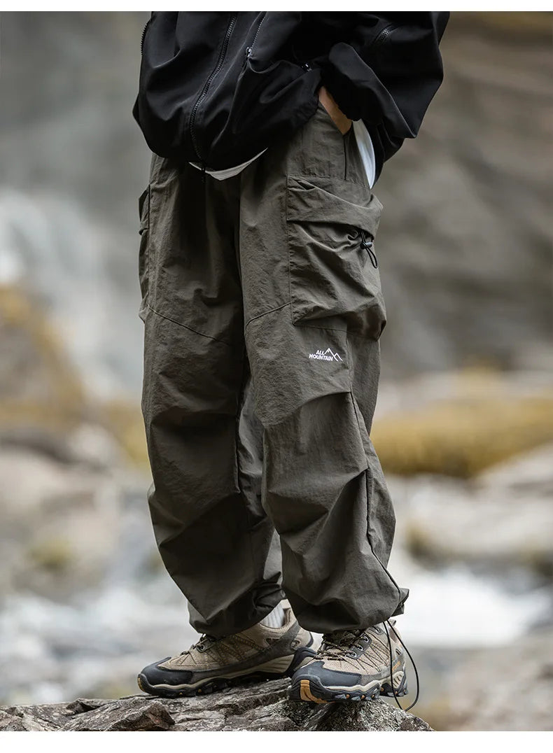 EVA-US Men's Cargo Pants with Side Pockets and Loose Fit