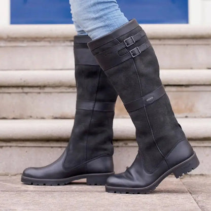 EVA-US | Outdoor boots with high shaft and buckles - leather rain boots for women
