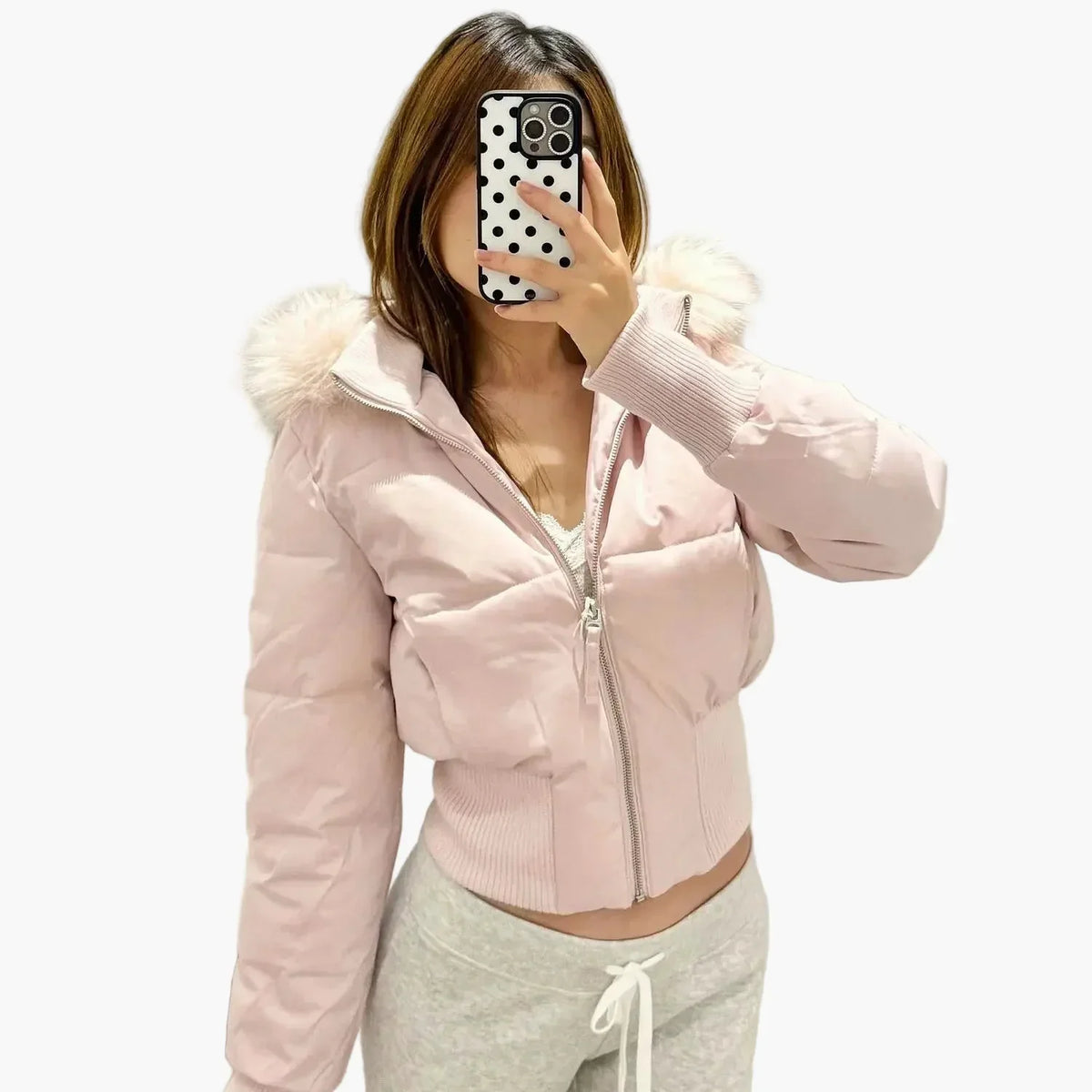 EVA-US | Winter jacket with hood and fur collar - Stylish, fitted transitional jacket for autumn and winter