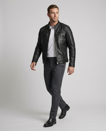 EVA-US | Biker Jacket in Classic Moto Style - Slim Fit Fashion Transitional Jacket for Leisure and Everyday Wear