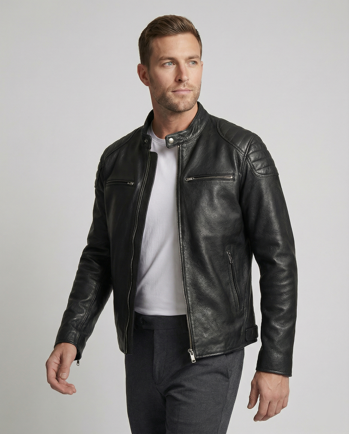 EVA-US | Biker Jacket in Classic Moto Style - Slim Fit Fashion Transitional Jacket for Leisure and Everyday Wear