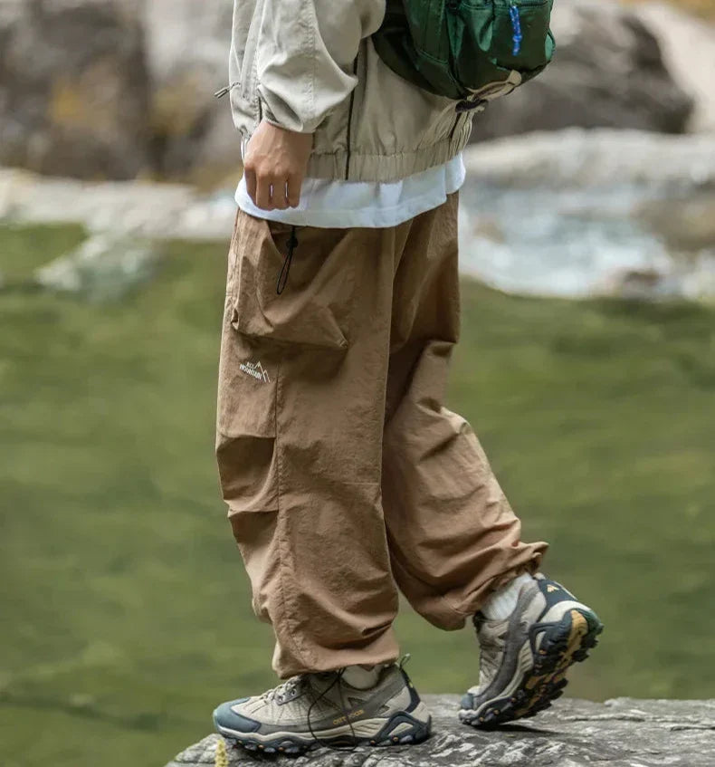 EVA-US Men's Cargo Pants with Side Pockets and Loose Fit