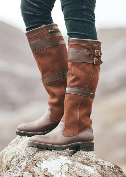 EVA-US | Outdoor boots with high shaft and buckles - leather rain boots for women