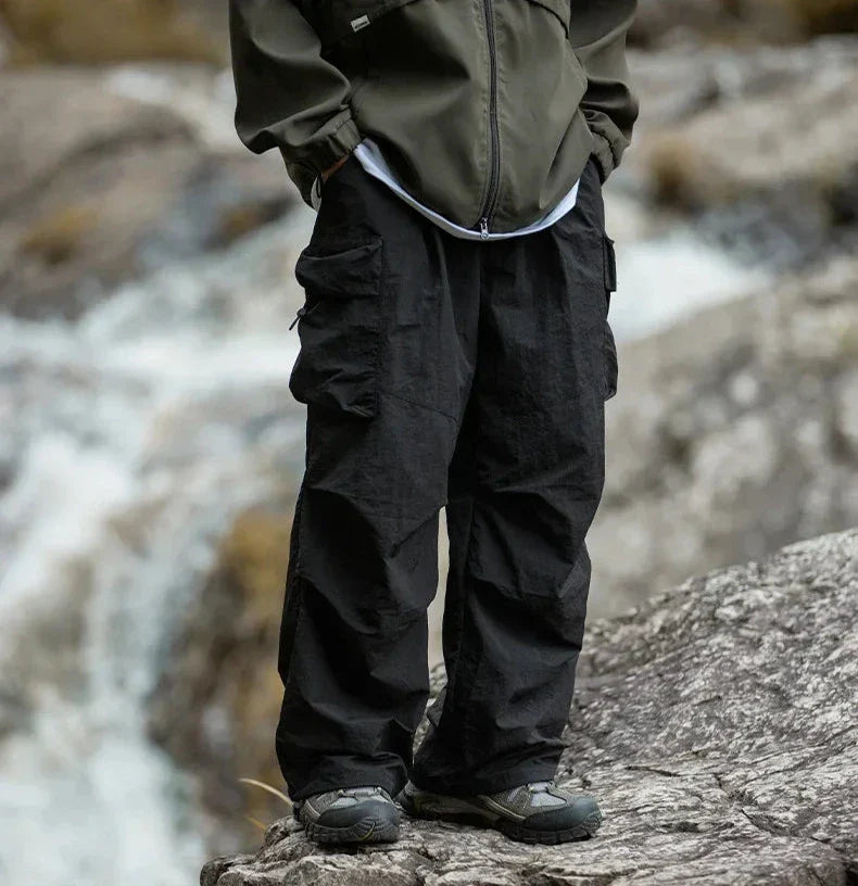 EVA-US Men's Cargo Pants with Side Pockets and Loose Fit