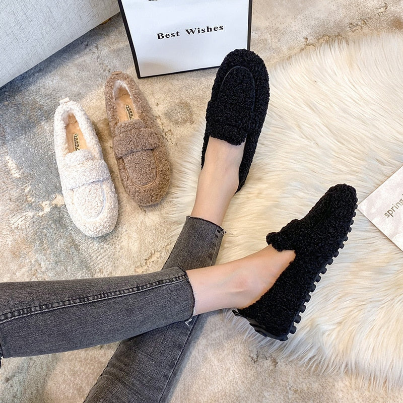 Schwarz Plüsch-Pantoffel-Schuhe