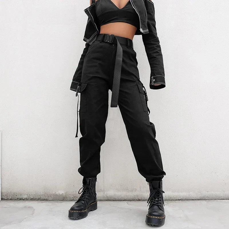 EVA-US | High Waist Elastic Cargo Pants