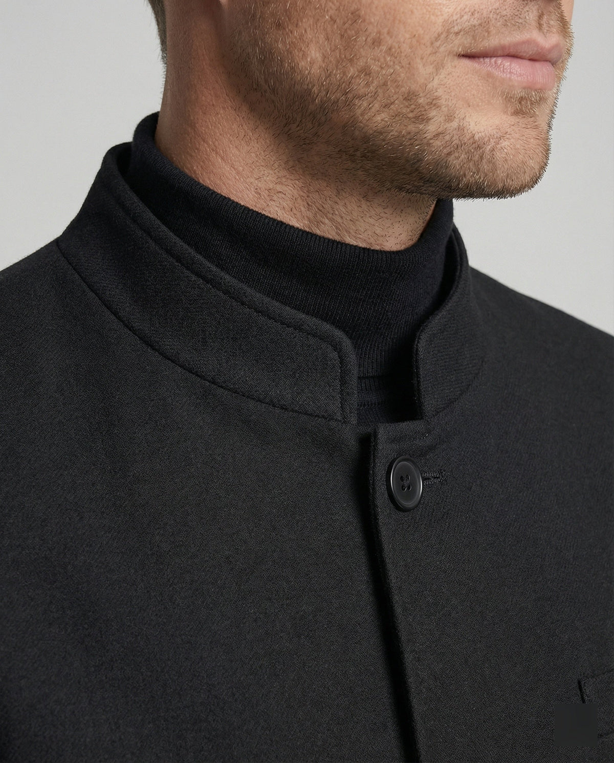 Men's Jacket New Chinese Style Stand Collar Black Short