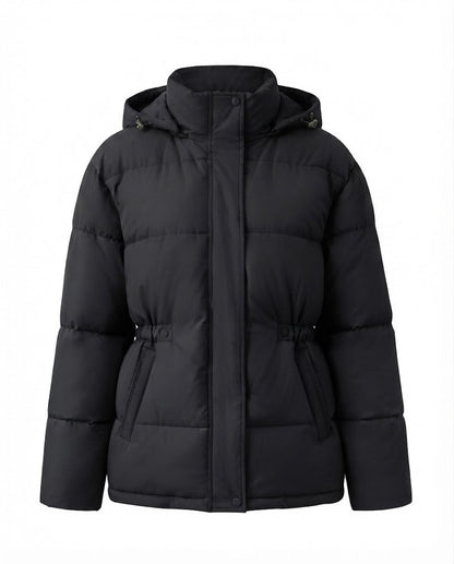 Women’s oversized quilted hooded jacket with warming thermo padding