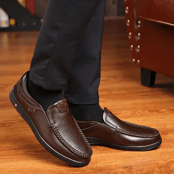 Men Genuine Leather Slip-On Shoes EVA-US