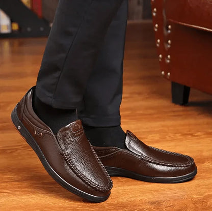 Men Genuine Leather Slip-On Shoes EVA-US