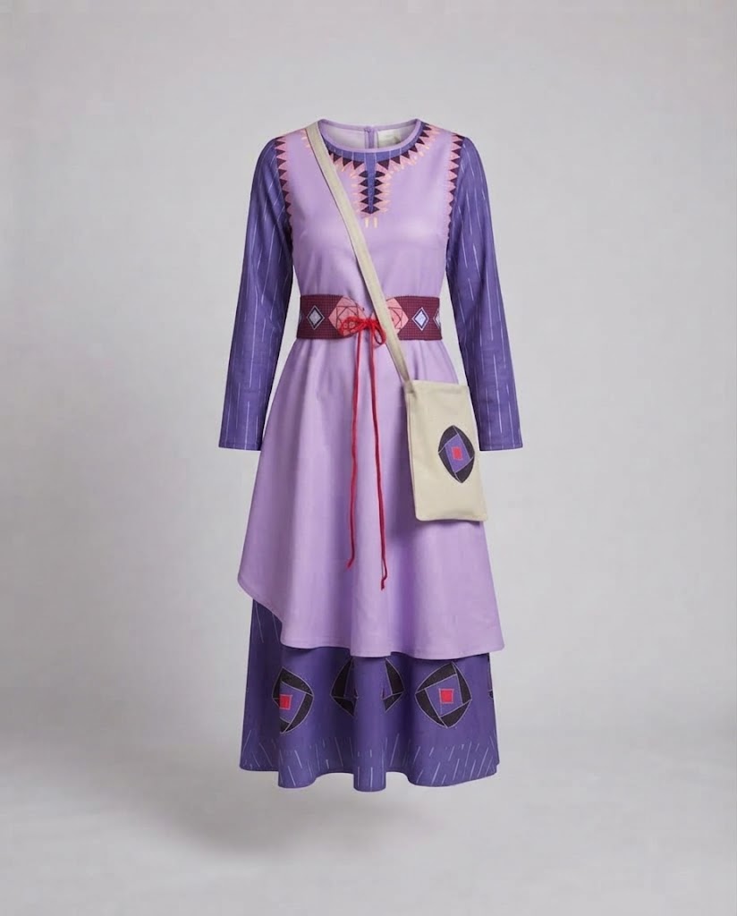 Women traditional long sleeve dress with detailed fabric design EVA-US