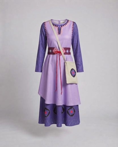 Women traditional long sleeve dress with detailed fabric design EVA-US