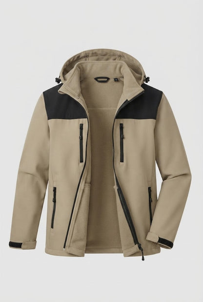 Men's two-layer softshell outdoor jacket with removable fleece inner jacket and hood EVA-US