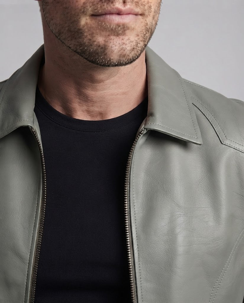 Men's Fashion Faux Leather Jacket with Modern Details EVA-US