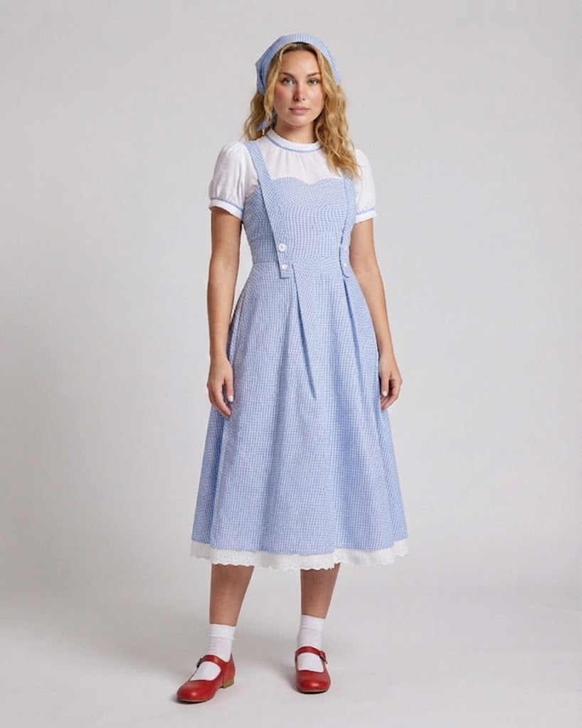 Ladies' traditional dress with historical accents and ruffle details EVA-US