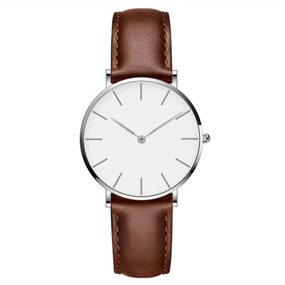 EVA-US | Round Timeless Minimalist Watch With Leather Strap For Women