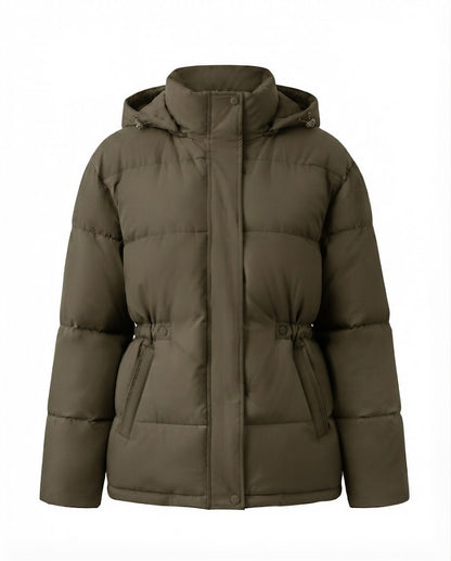 Women’s oversized quilted hooded jacket with warming thermo padding