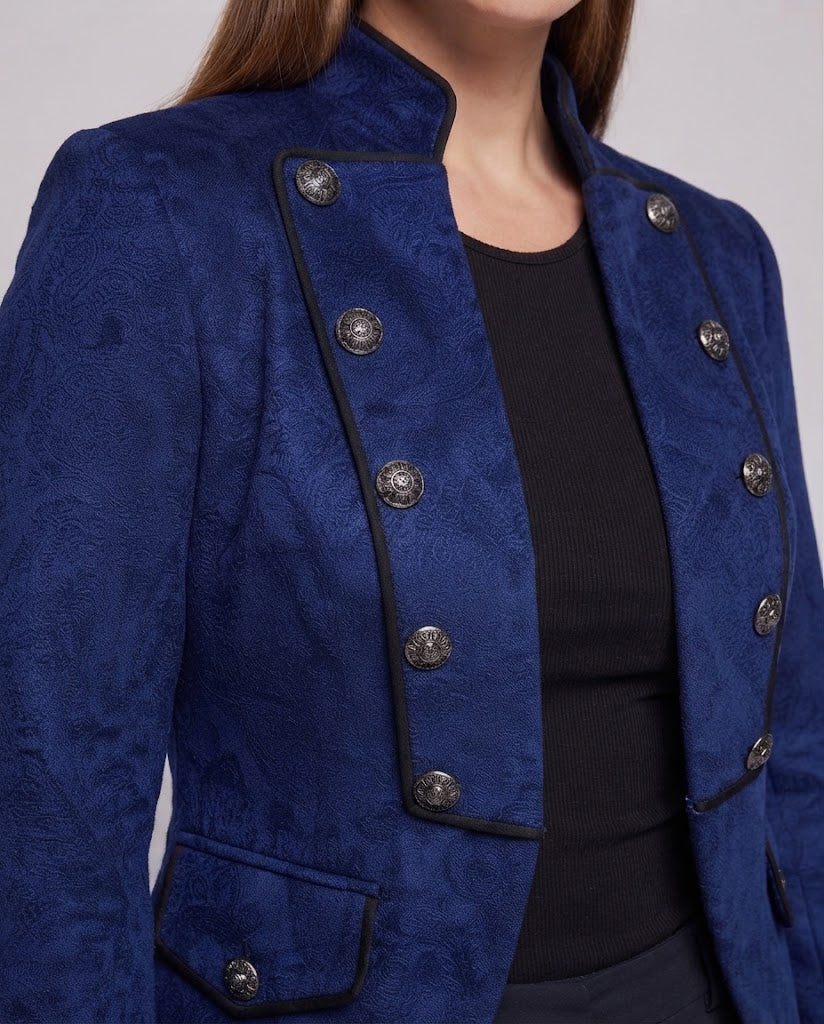Women's elegant tailcoat with asymmetrical hem and ornate buttons EVA-US