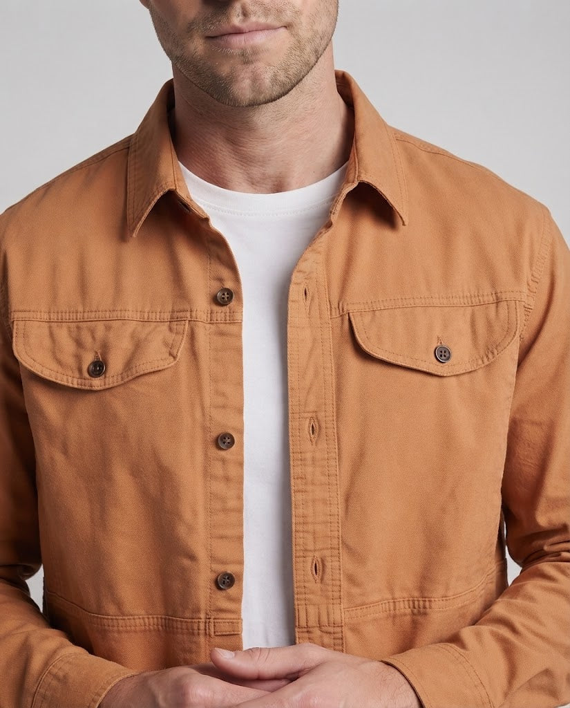 Men's lightweight overshirt made of cotton canvas with patch pockets EVA-US