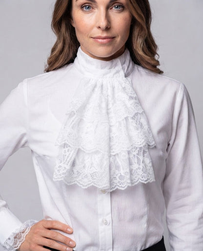 Women Ruffled Blouse with Elegant Sleeve Cuffs EVA-US