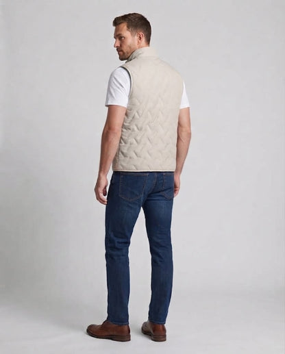 Men's thermally insulated quilted vest with high stand collar and full zip EVA-US