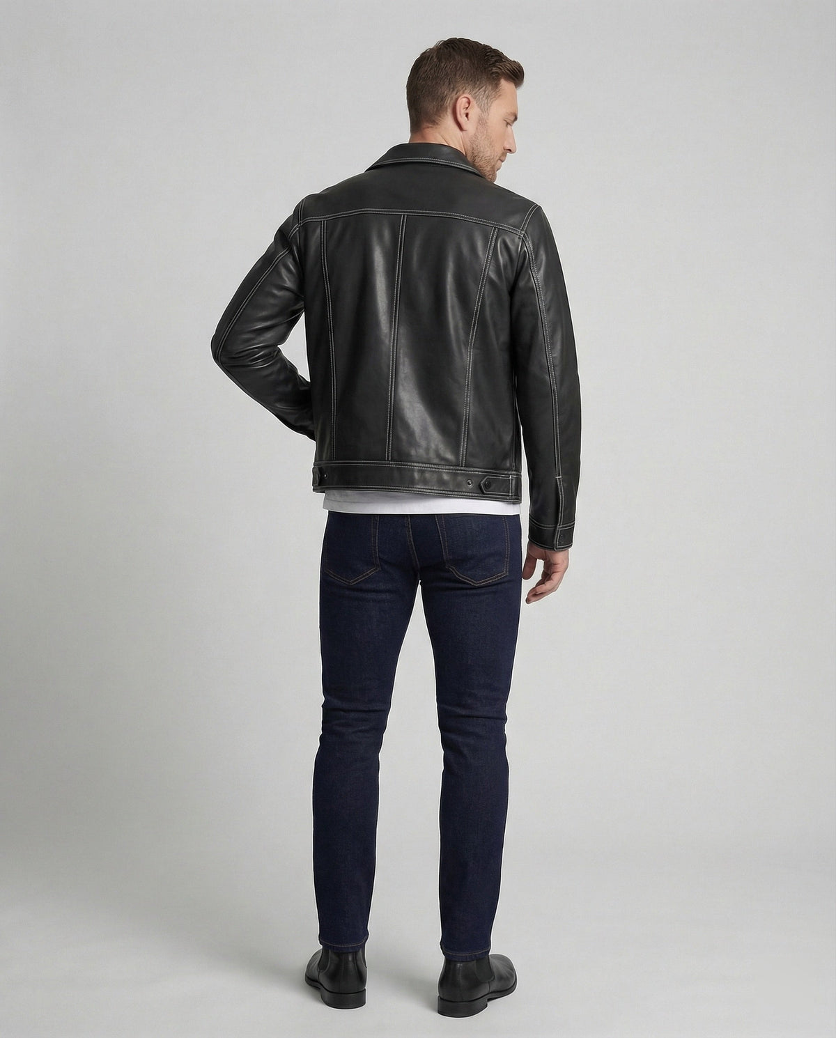 Men's Overshirt Jacket Leather Look