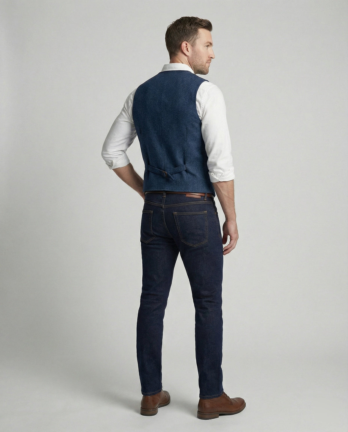 Men's Waistcoat Slim Fit in Herringbone Look