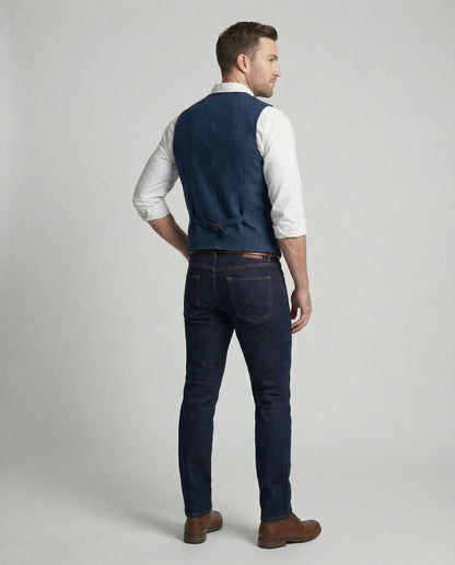 Men's Waistcoat Slim Fit in Herringbone Look