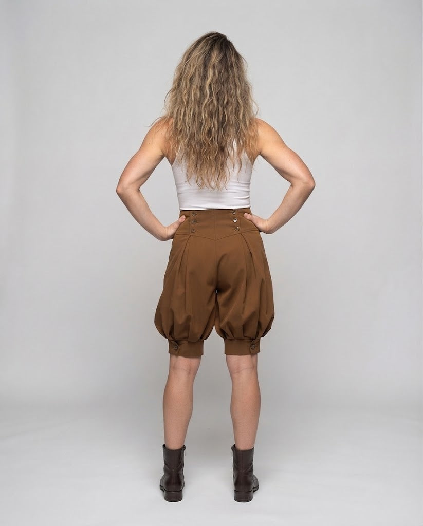 Women elegant balloon shorts with double button detail EVA-US