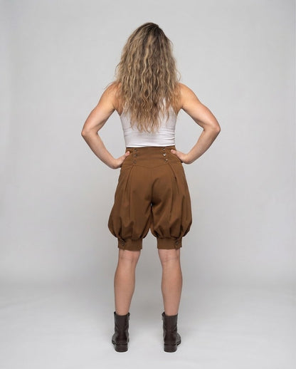 Women elegant balloon shorts with double button detail EVA-US