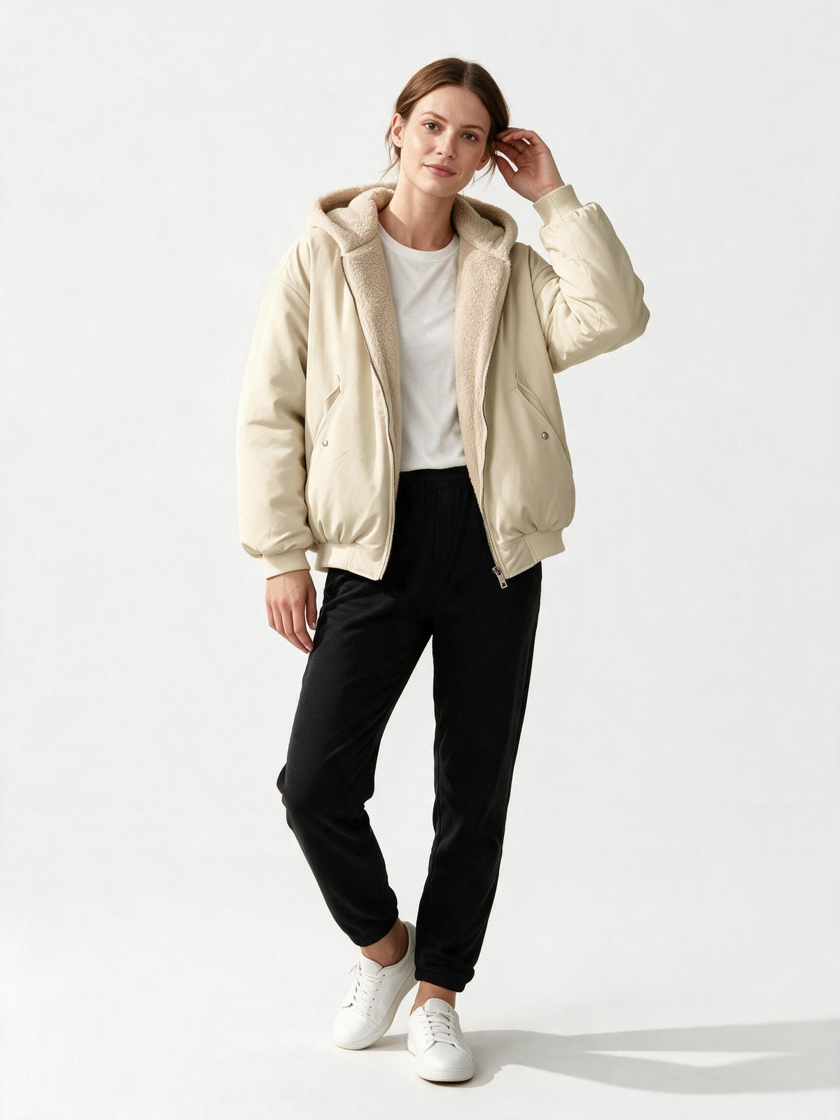 Bequeme Oversized Winterjacke Damen Komfort Warm Fleecelook