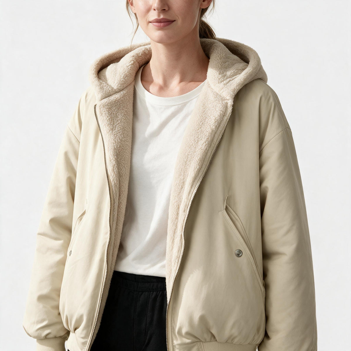 Bequeme Oversized Winterjacke Damen Komfort Warm Fleecelook
