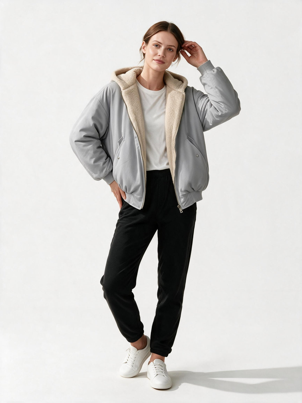 Bequeme Oversized Winterjacke Damen Komfort Warm Fleecelook