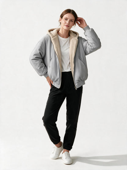 Bequeme Oversized Winterjacke Damen Komfort Warm Fleecelook
