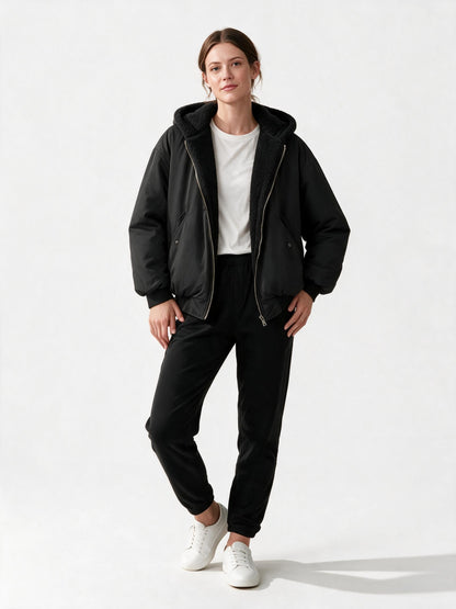 Bequeme Oversized Winterjacke Damen Komfort Warm Fleecelook