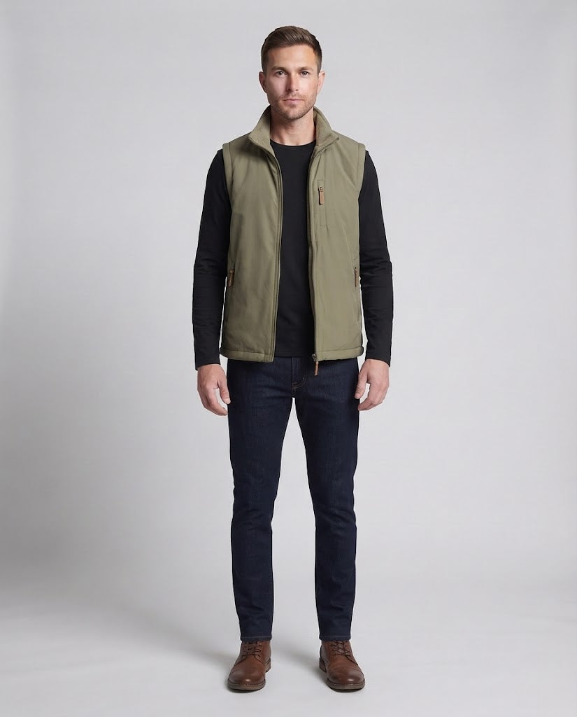 Men's thermal fleece vest with teddy lining, high collar and zip pockets EVA-US