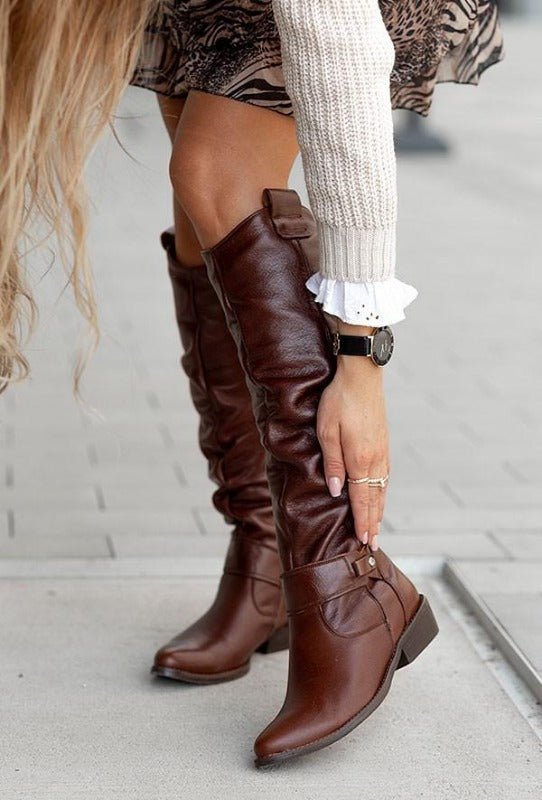 stylish leather boots, perfect for any occasion. EVA-US EVA-US