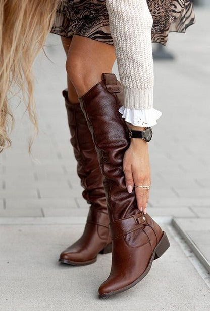 stylish leather boots, perfect for any occasion. EVA-US EVA-US