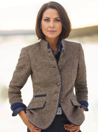 EVA-US | Multi-button Women's Jacket Made of Wool With Color Combination
