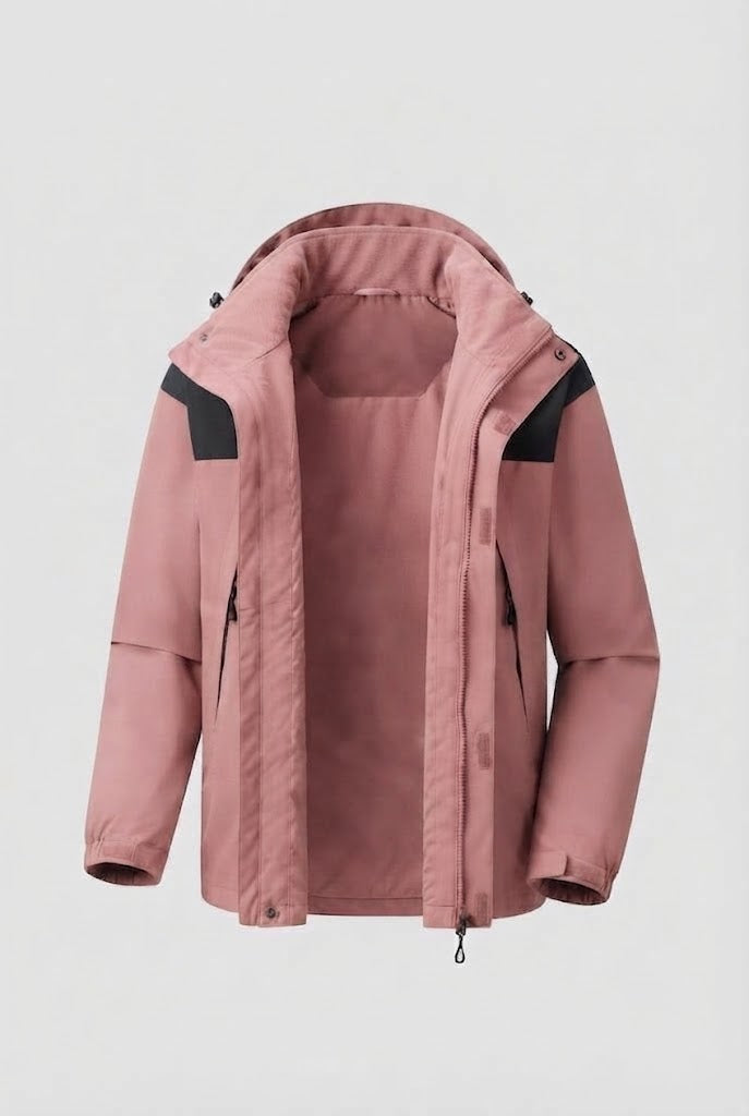 Men's two-layer softshell outdoor jacket with removable fleece inner jacket and hood EVA-US