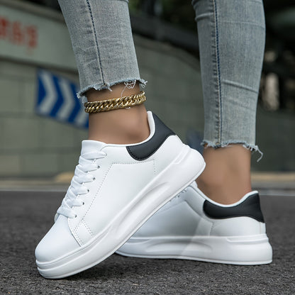 EVA-US | Clean White Leather Sneakers for Women, White