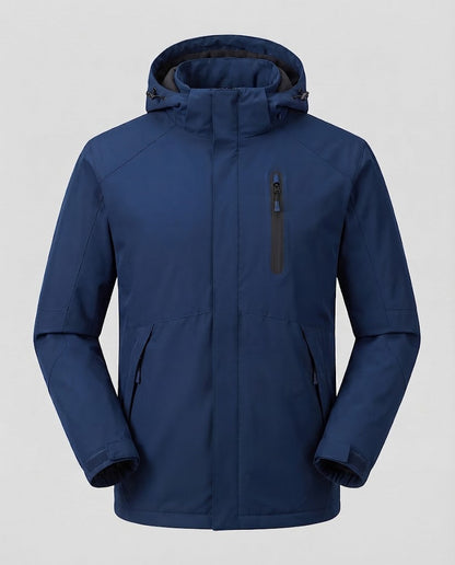 Men's heated winter parka with USB heating system, wind and water-resistant thermal coating and hood EVA-US
