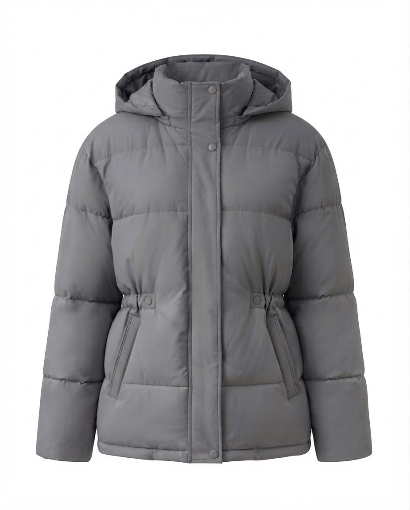 Women’s oversized quilted hooded jacket with warming thermo padding