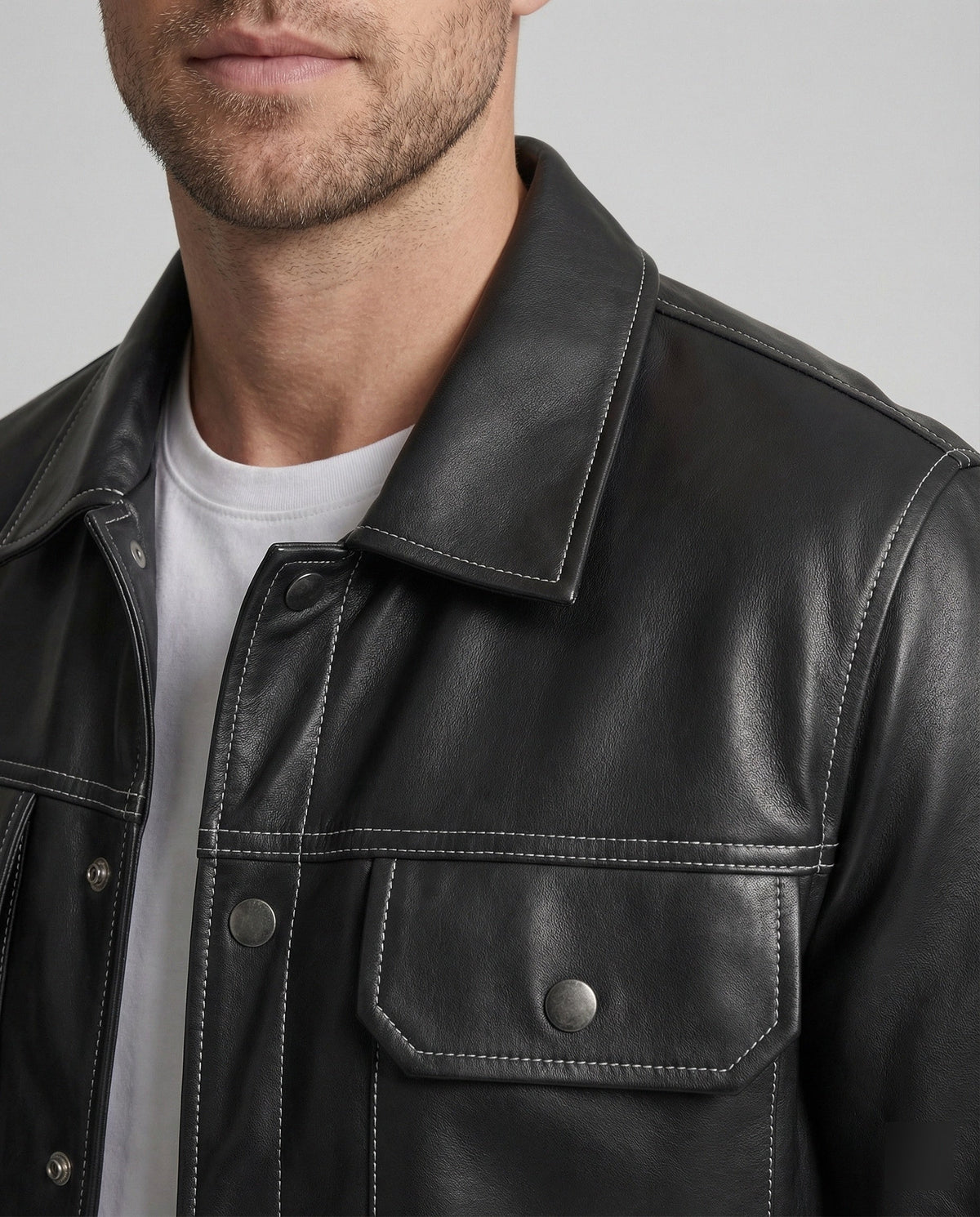 Men's Overshirt Jacket Leather Look