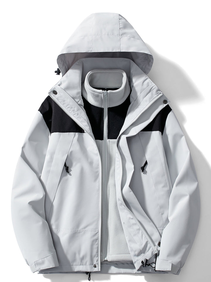 3 in 1 Outdoor Jacket Waterproof Windproof Removable Hood